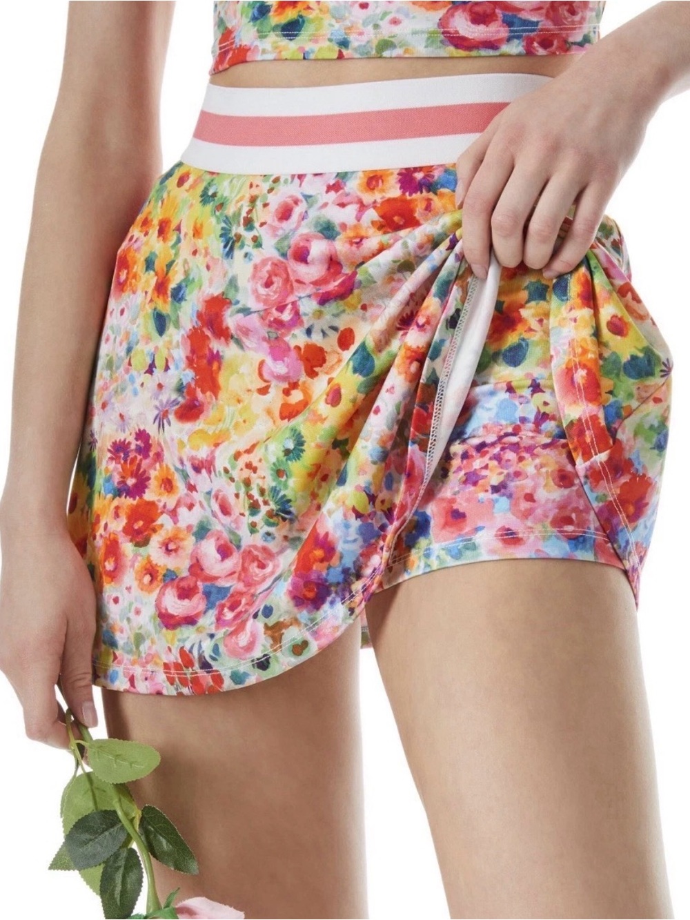 Alice + Olivia Blaise Trapeze Mini Skort Garden Floral Print Pleated Size Large - Picture 2 of 10